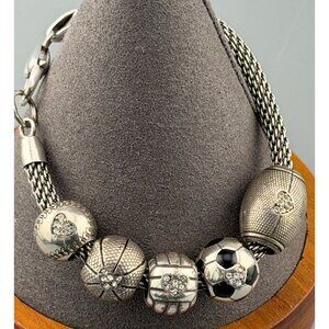Brighton Sports Charm Bracelet Soccer Baseball Football Basketball Volleyball 7.